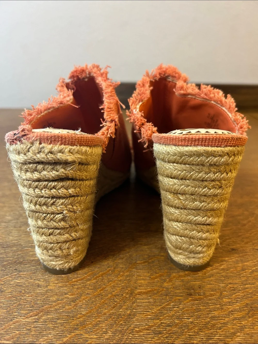 CIRCUS BY SAM EDELMAN Baker Wedge fringe Orange denim Sandals size 8.5